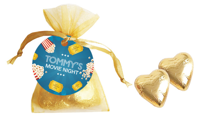 Movie Night Birthday Personalised Organza Bag In Gold