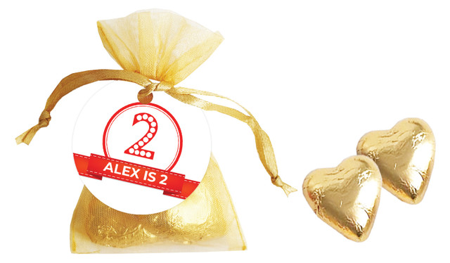 Number In Red Birthday Personalised Organza Bag In Gold