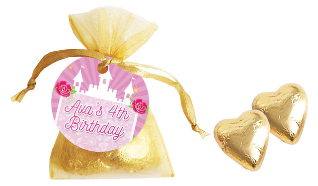 Princess Castle Birthday Personalised Organza Bag In Gold