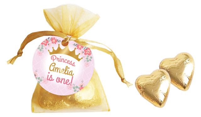 Princess Tiara Birthday Personalised Organza Bag In Gold