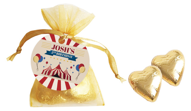Retro Circus Birthday Personalised Organza Bag In Gold