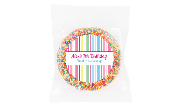 Stripes In Pastel Personalised Birthday Chocolate Freckle