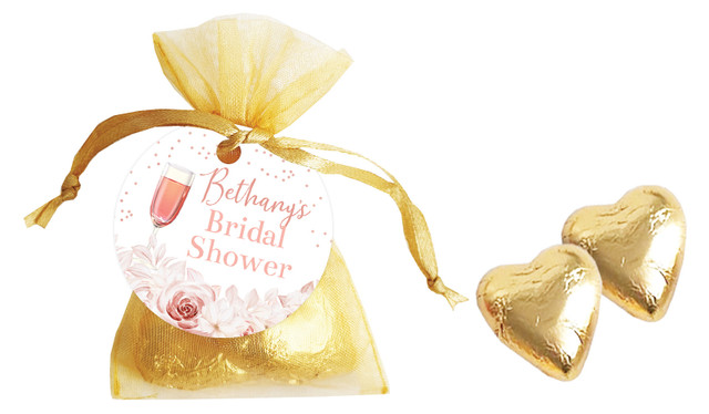 Bubbly Bridal Shower Personalised Organza Bag In Gold