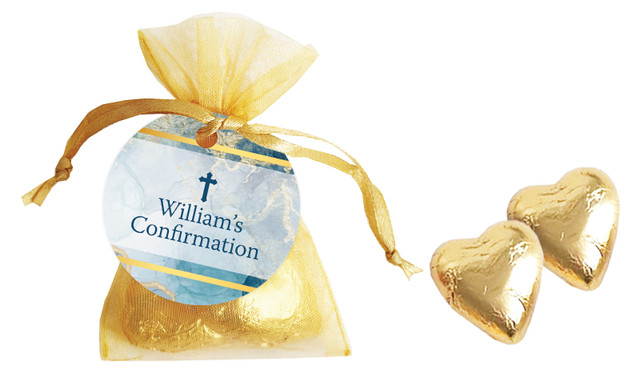 Abstract Background Confirmation Personalised Organza Bag In Gold