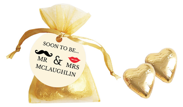 Mr & Mrs Engagement Personalised Organza Bag In Gold