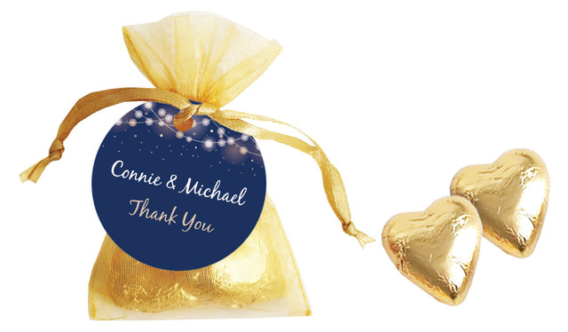 Night Lights Engagement Personalised Organza Bag In Gold