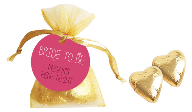 Bride To Be Hens Night Personalised Organza Bag In Gold