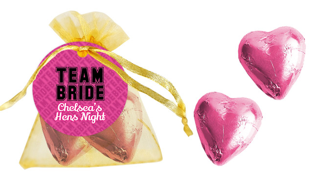 Team Bride Hens Night Personalised Organza Bag In Gold