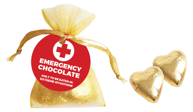 Emergency Chocolates International Nurses Day Personalised Organza Bag In Gold