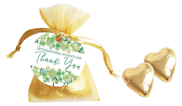 Eucalypt International Nurses Day Personalised Organza Bag In Gold
