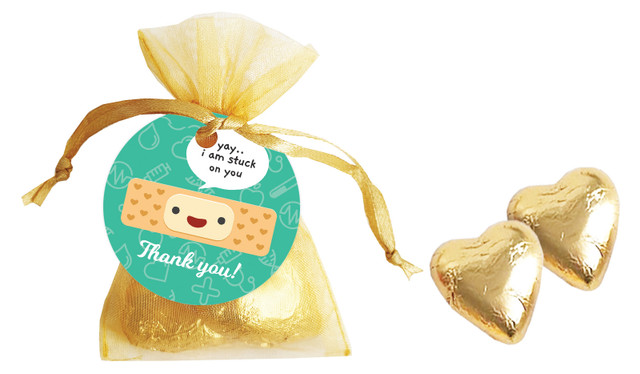 Happy Band Aid International Nurses Day Personalised Organza Bag In Gold