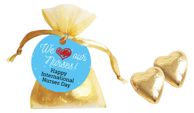 We Love Our Nurses International Nurses Day Personalised Organza Bag In Gold