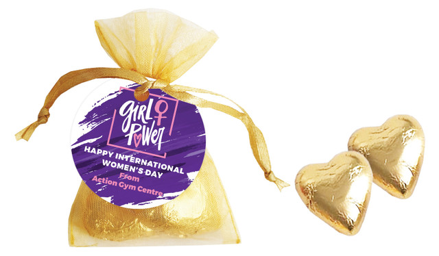 Girl Power International Womens Day Personalised Organza Bag In Gold