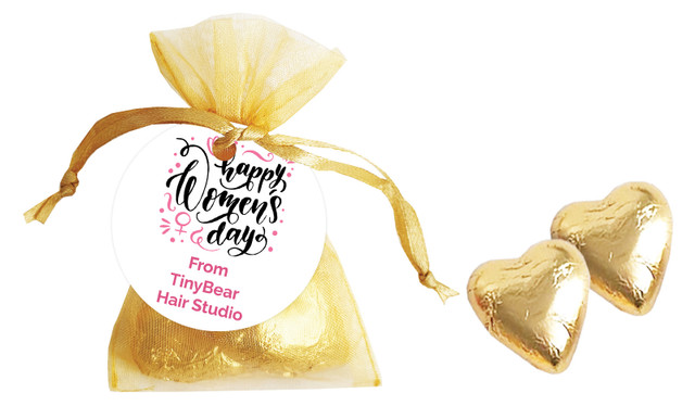 Insiginia International Womens Day Personalised Organza Bag In Gold