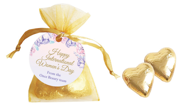 Lilac International Womens Day Personalised Organza Bag In Gold