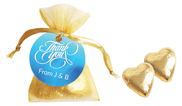 Cursive Thank You Personalised Organza Bag In Gold