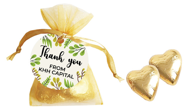 Floral Personalised Organza Bag In Gold