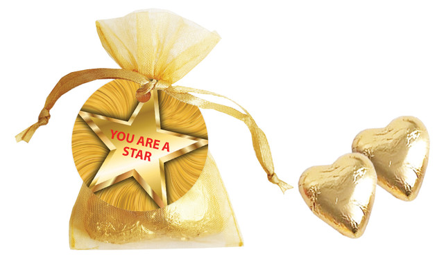 Star Personalised Organza Bag In Gold