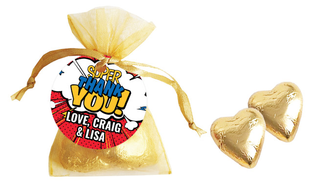 Super Thankyou Personalised Organza Bag In Gold