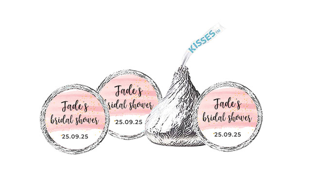 Pink Watercolour Bridal Shower Personalised Hersheys Kisses