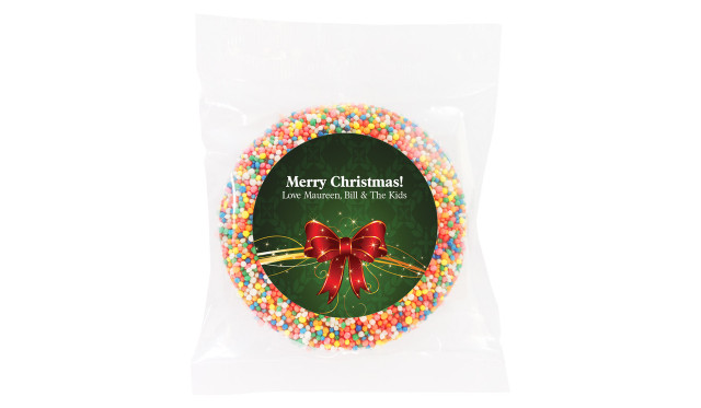 Christmas Bow Personalised Chocolate Freckle