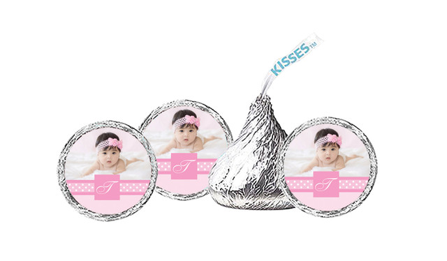 Initial Pink Christening Personalised Hersheys Kisses