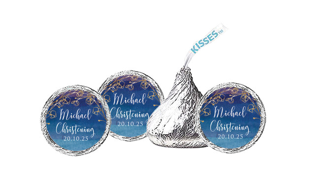 Navy Gold Photo Christening Personalised Hersheys Kisses