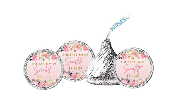 Floral Frame Christening Personalised Hersheys Kisses