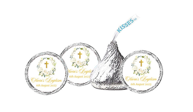 Rose Wreath Christening Personalised Hersheys Kisses