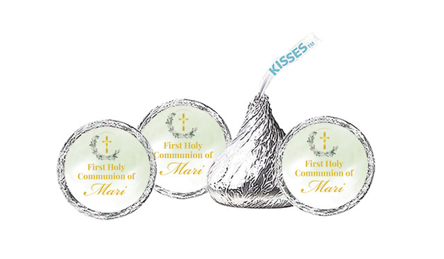 Greenery Hoop Communion Personalised Hersheys Kisses