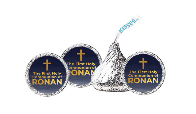 Navy Blue Watercolour Communion Personalised Hersheys Kisses