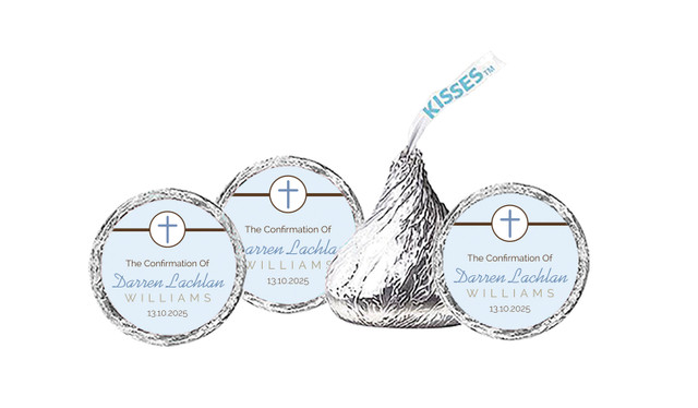 Cross Blue Confirmation Personalised Hersheys Kisses