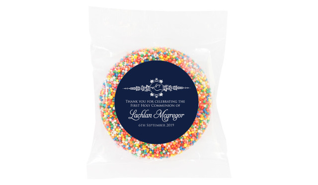 Dove Crest Blue Personalised Communion Chocolate Freckle