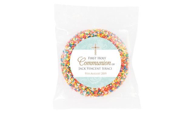 Lace Blue Personalised Communion Chocolate Freckle