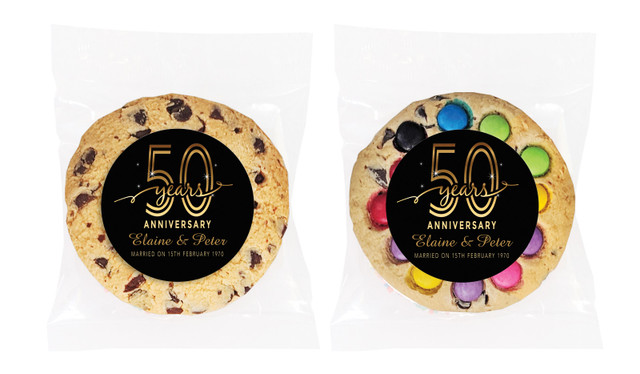 Big Number Gold Anniversary Personalised Cookie