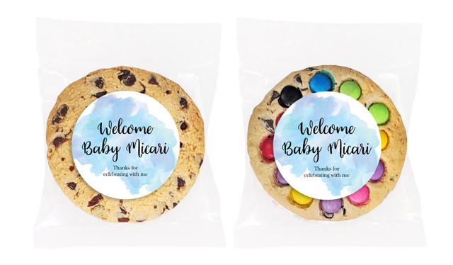 A Splash Of Watercolour Blue Birth Announcement Personalised Cookie