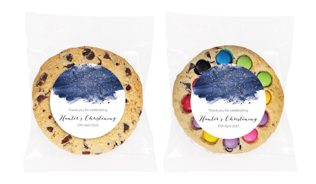 Watercolour Confetti Christening Personalised Cookie