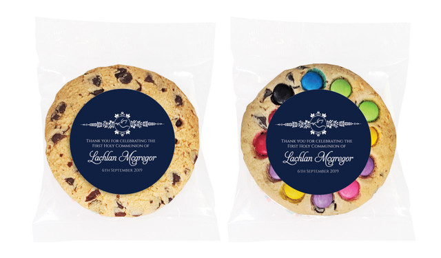 Dove Crest Blue Communion Personalised Cookie