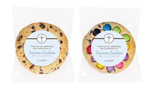 Cross Blue Confirmation Personalised Cookie