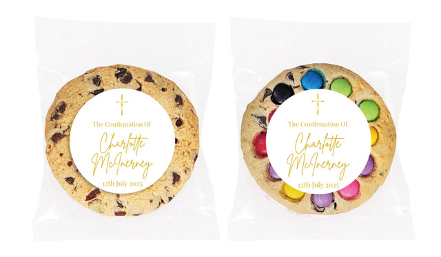 Modern White and Gold Confirmation Personalised Cookie