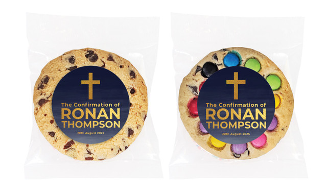 Navy Blue Watercolour Confirmation Personalised Cookie