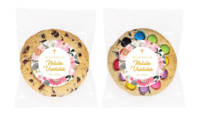 Pink Garden Confirmation Personalised Cookie