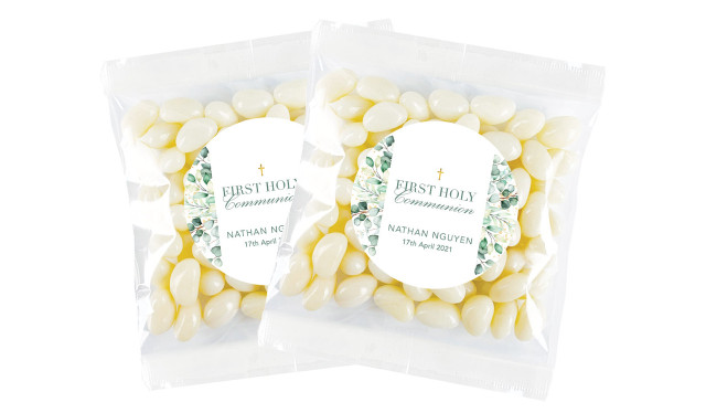 Eucalyptus Watercolour Communion Personalised Lolly Bag