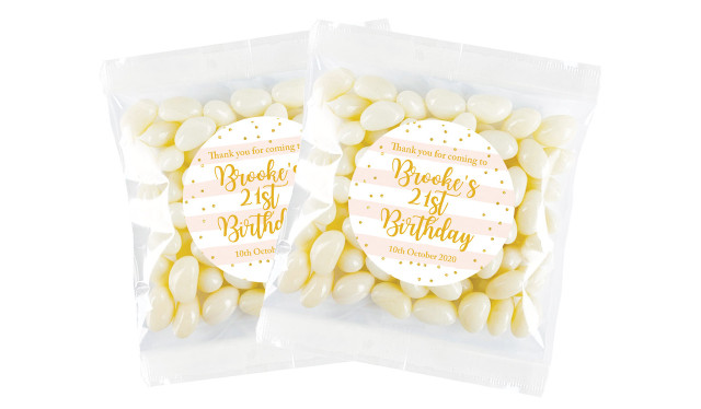 Striped Gold Confetti Personalised Lolly Bag