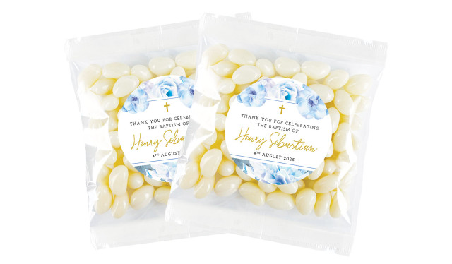 Floral Bed Christening Personalised Lolly Bag