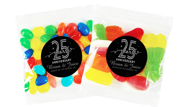 Big Number Silver Anniversary Personalised Lolly Bag