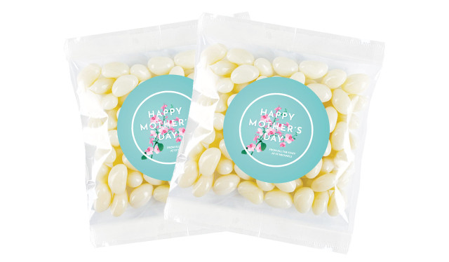 Pink Blooms On Aqua Mothers Day Personalised Lolly Bag