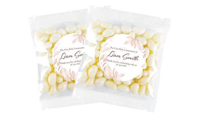 Natural Leaves Communion Personalised Lolly Bag
