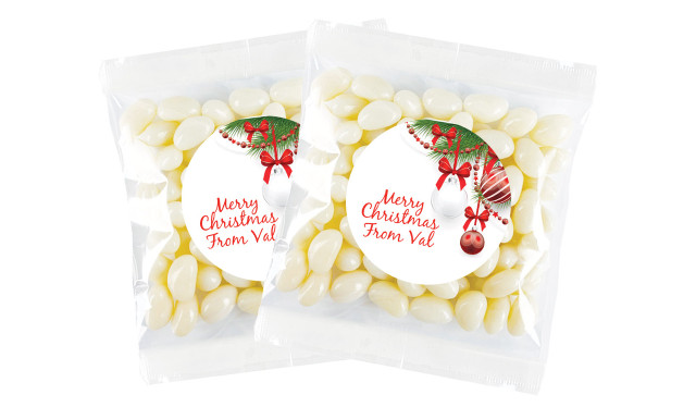 White Baubles Christmas Personalised Lolly Bag