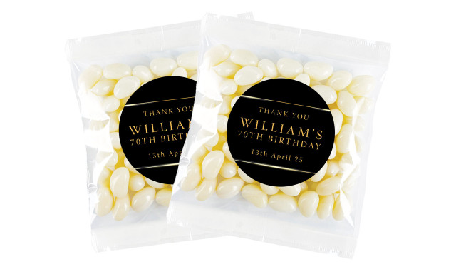 Gold On Black Personalised Lolly Bag